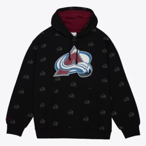 Mitchell & Ness Black Colorado Avalanche Allover Print Fleece Pullover Hoodie Black 1377367