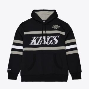 Mitchell & Ness Black Los Angeles Kings Vintage Logo Head Coach Fleece Pullover Hoodie White 1377034