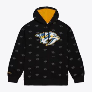 Mitchell & Ness Black Nashville Predators Allover Print Fleece Pullover Hoodie Black 1377379