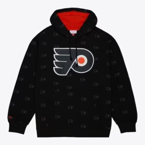 Mitchell & Ness Black Philadelphia Flyers Allover Print Fleece Pullover Hoodie Black 1377317