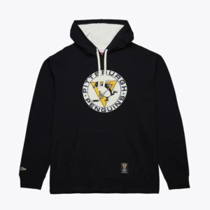 Mitchell & Ness Black Pittsburgh Penguins Vintage Logo Thermal Lightweight Pullover Hoodie Black 1307384