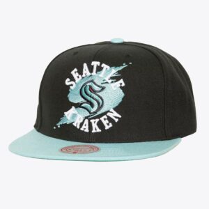 Baseball Cap Mitchell & Ness Black Seattle Kraken Circle Splash Snapback Hat Black 1236635