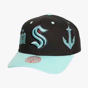 Mitchell & Ness Black Seattle Kraken Overbite Pro Snapback Hat Green 1222420