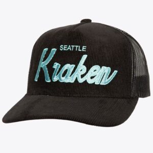 Baseball Cap Mitchell & Ness Black Seattle Kraken Times Up Trucker Adjustable Hat Black 1222431