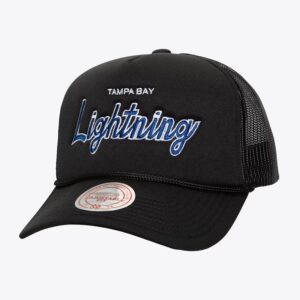 Mitchell & Ness Black Tampa Bay Lightning Script Trucker Adjustable Hat Black 1236706