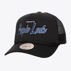 Mitchell & Ness Black Toronto Maple Leafs Script Trucker Adjustable Hat Green 1259665