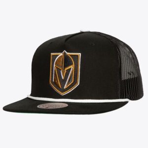 Baseball Cap Mitchell & Ness Black Vegas Golden Knights Roper Trucker Adjustable Hat Green 1259746