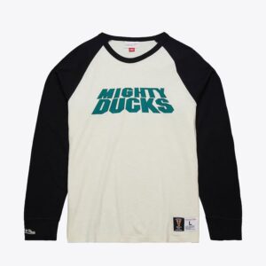 Mitchell & Ness Cream Anaheim Ducks Legendary Slub Vintage Logo Long Sleeve T-Shirt White 1297034