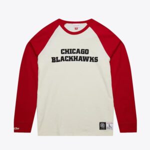 Mitchell & Ness Cream Chicago Blackhawks Legendary Slub Raglan Long Sleeve T-Shirt Red 1327105