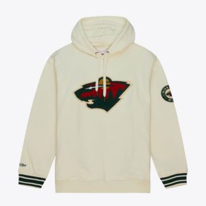 Mitchell & Ness Cream Minnesota Wild Chainstitch Heavyweight Pullover Hoodie Cream 1377481