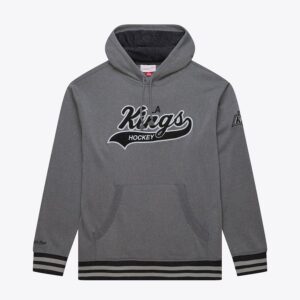 Mitchell & Ness Gray Los Angeles Kings Snow Washed Vintage Logo Fleece Pullover Hoodie White 1377082