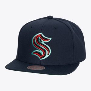 Mitchell & Ness Navy Seattle Kraken Alternate Flip Snapback Hat Blue 1222435