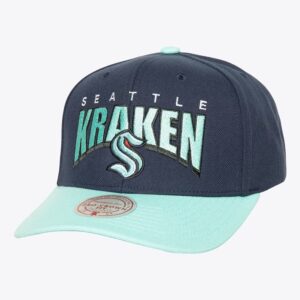 Mitchell & Ness Navy Seattle Kraken Boom Text Pro Snapback Hat Blue 1222447