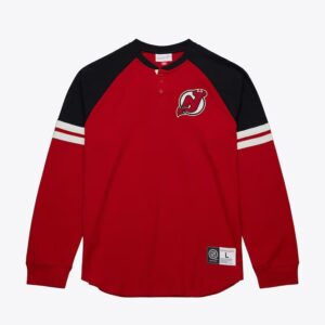 Mitchell & Ness Red New Jersey Devils Thermal Henley Top Red 1376356