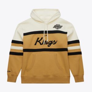 Mitchell & Ness Tan Los Angeles Kings Head Coach Fleece Pullover Hoodie Grey 1377023