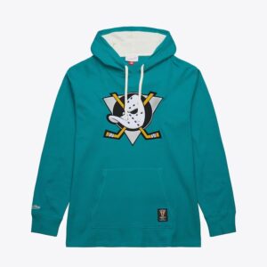 Mitchell & Ness Teal Anaheim Ducks Vintage Logo Thermal Lightweight Pullover Hoodie Turquoise 1307227