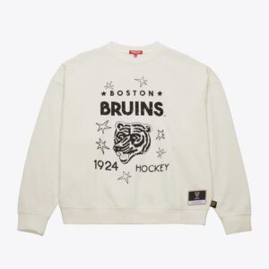 Mitchell & Ness Women's Cream Boston Bruins Logo Lightweight 3.0 Fleece Pullover Sweatshirt Grey 1281082