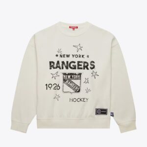 Mitchell & Ness Women's Cream New York Rangers Logo Lightweight 3.0 Fleece Pullover Sweatshirt Cream 1376492