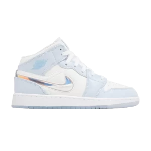 Air Jordan 1 Mid SE GS 'Glitter Swoosh' Tint Blue/Summit White/White/Icy Blue FQ9117 400