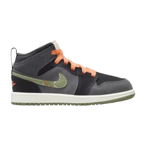 Air Jordan 1 Mid SE Craft PS 'Anthracite Light Olive' Anthracite/Black/Bright Tangerine/Sky J Light Olive FD9094 003