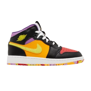 Air Jordan 1 Mid SS GS 'Championships' Black/Opti Yellow/University Red/Light Ultramarine/Sundial/Baltic Blue FD1317 007