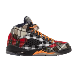 Air Jordan 5 Retro GS 'Plaid' Sneakers Black/Total Orange/Dark Obsidian FD4814 008