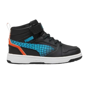 Puma Rebound V6 Mid Little Kid 'Black Flame Flicker' Sneakers Black/Flicker/White 397946 02