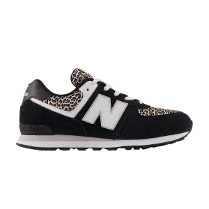 New Balance 574 Big Kid 'Leopard' Sneakers Black/Rain Cloud GC574AC1