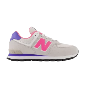 New Balance 574 Big Kid 'Summer Fog Neon Pink' Sneakers Summer Fog/Neon Pink/Aura GC574DK2