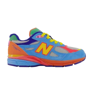 New Balance 990v3 Little Kid 'Wild Style' Sneakers Bright Sky/Bright Orange/Bright Yellow PC990DL3