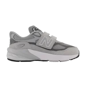 New Balance 990v6 Hook & Loop Little Kid X-Wide 'Castlerock 'Sneakers Grey/Silver PV990GL6 XW