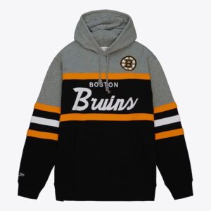 Mitchell & Ness Black Gray Boston Bruins Head Coach Pullover Hoodie Black 1377912