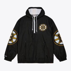 Mitchell & Ness Black Boston Bruins Team 2.0 Anorak Quarter-Zip Windbreaker Jacket Black 1378652