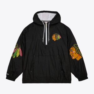 Mitchell & Ness Black Chicago Blackhawks Team 2.0 Anorak Quarter-Zip Windbreaker Jacket Dark blue 1378708