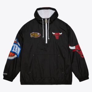 Mitchell & Ness Black Chicago Bulls Team 2.0 Anorak Quarter-Zip Windbreaker Jacket Black 1589099