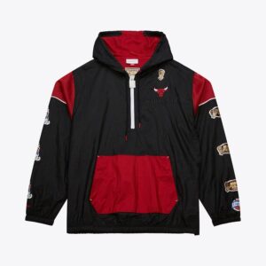 Mitchell & Ness Black Chicago Bulls Team OG 3.0 Anorak Quarter-Zip Jacket Black 1576936