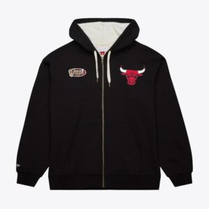 Mitchell & Ness Black Chicago Bulls Vintage Logo Playoff Win 2.0 Full-Zip Hoodie Black 1427558