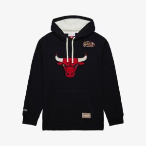 Mitchell & Ness Black Chicago Bulls Vintage Logo Thermal Lightweight Pullover Hoodie Black 1551045