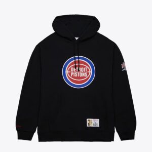 Mitchell & Ness Black Detroit Pistons Game Time Vintage Logo Fleece Pullover Hoodie Black 1551296