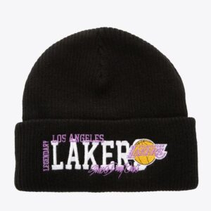 Mitchell & Ness Black Los Angeles Lakers Billboard Vintage Logo Cuffed Knit Beanie Black 1590162