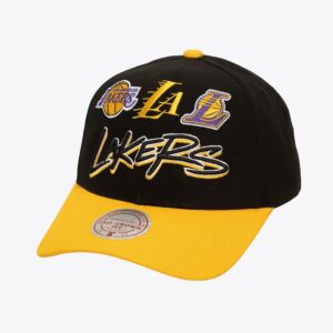 Mitchell & Ness Black Los Angeles Lakers Eldy Script Snapback Hat Cream 1589896