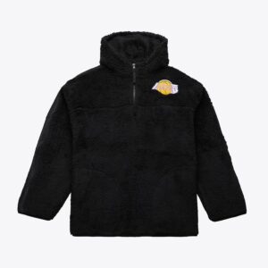 Mitchell & Ness Black Los Angeles Lakers Polar Fleece Quarter-Zip Pullover Hoodie White 1502794