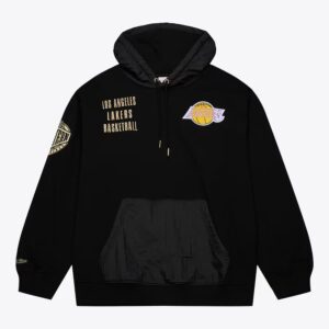 Mitchell & Ness Black Los Angeles Lakers Team OG 2.0 Vintage Logo Fleece Pullover Hoodie Green 1380327