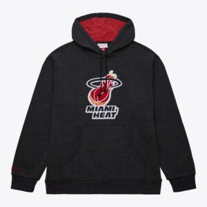 Mitchell & Ness Black Miami Heat Snow Washed Fleece Pullover Hoodie Black 1501087