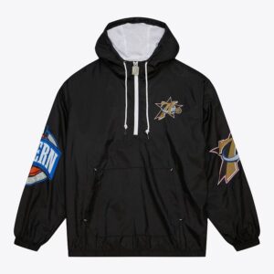 Mitchell & Ness Black Philadelphia 76ers Team Anorak Quarter-Zip Windbreaker Jacket Black 1589625