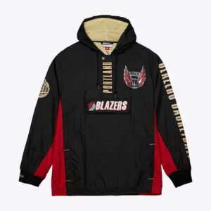 Mitchell & Ness Anorak Black Portland Trail Blazers Team OG 2.0 Vintage Logo Anorak Quarter-Zip Hoodie Windbreaker Jacket Black 1588894