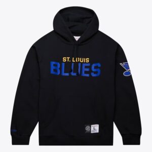 Mitchell & Ness Black St. Hoodie Louis Blues Game Time Fleece Pullover Hoodie Black 1378515