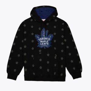 Mitchell & Ness Black Toronto Maple Leafs Allover Print Fleece Pullover Hoodie Black 1378189