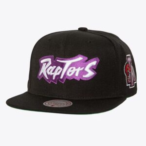 Mitchell & Ness Black Toronto Raptors Hardwood Classics Triple Play Snapback Hat Cream 1589708