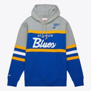 Mitchell & Ness Blue Gray St. Hoodie Louis Blues Head Coach Pullover Hoodie Blue 1378039